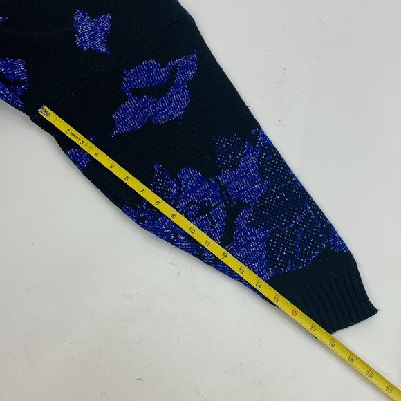 Vintage Ja Lynn Metallic Blue & Black Sweater Crew neck with Sparkle Large - Picture 12 of 13